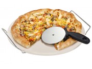 Kitchen Craft World of Flavours Pizza Stone & Cutter (32cm / 12")